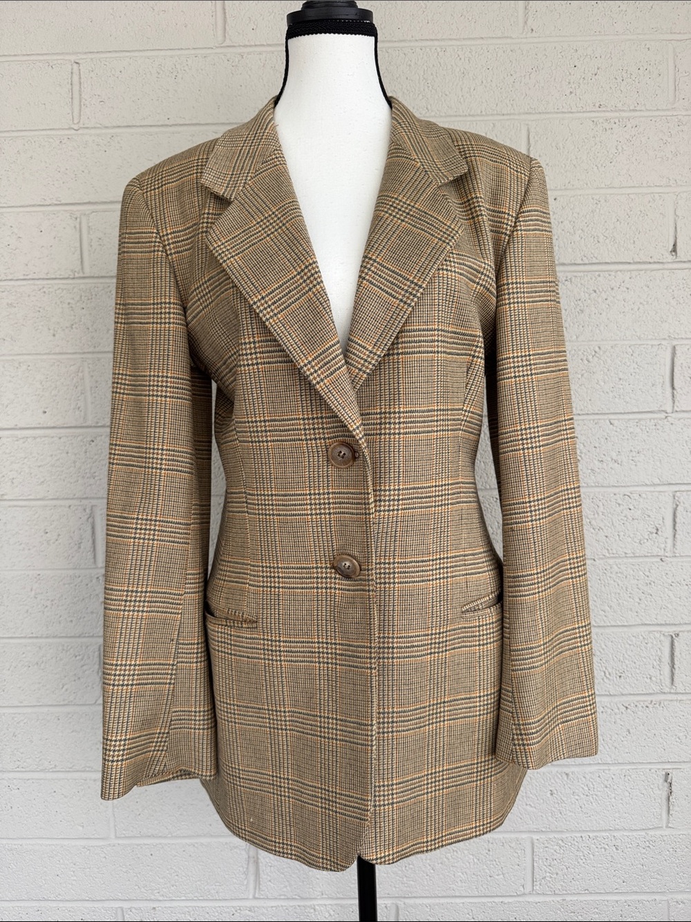 Vintage Henri Bendel Wool/Cashmere Blend Tailored Plaid Blazer Jacket Size 6